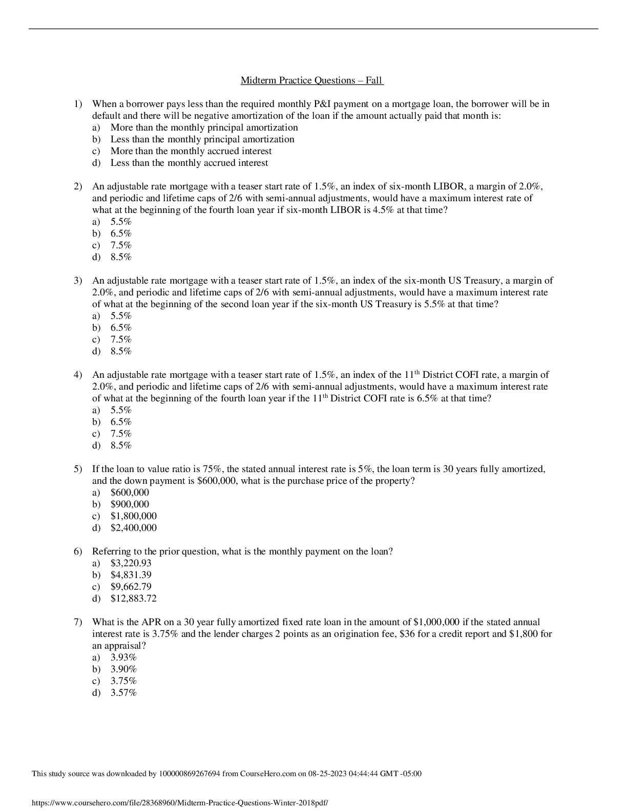 Preview image of MGMT 180 Midterm Practice Questions Fall 2023 document