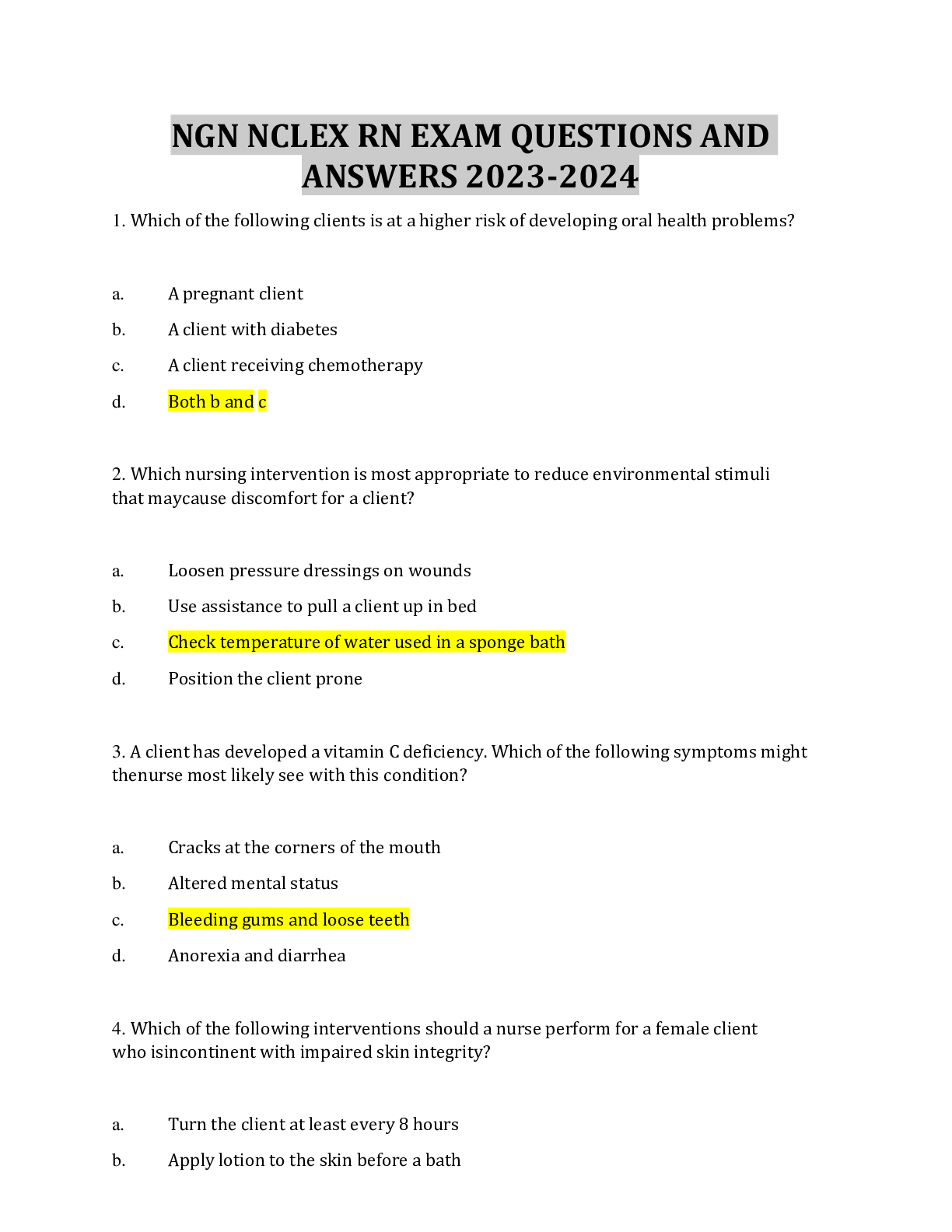 Preview image for NGN NCLEX RN EXAM QUESTIONS AND ANSWERS 2023-2024