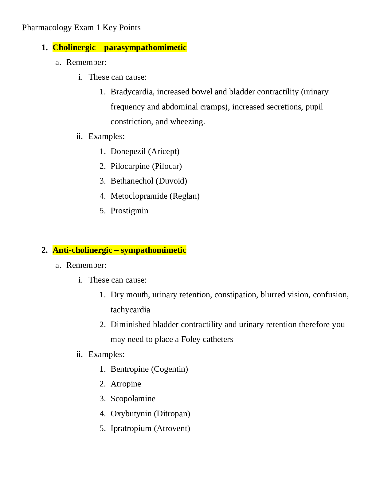 Preview of Pharmacology Final Exam 2023 1 Key Point