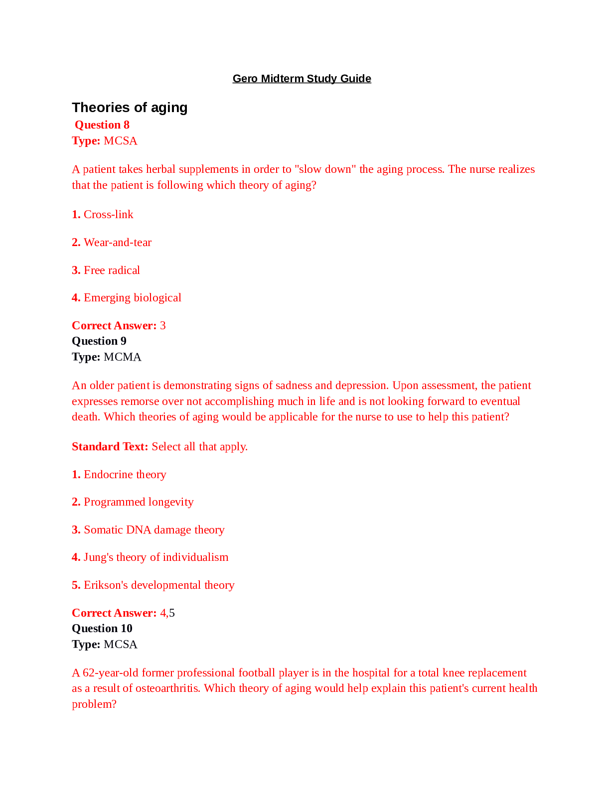 Preview image of NURS 112 Gero Midterm Study Guide document