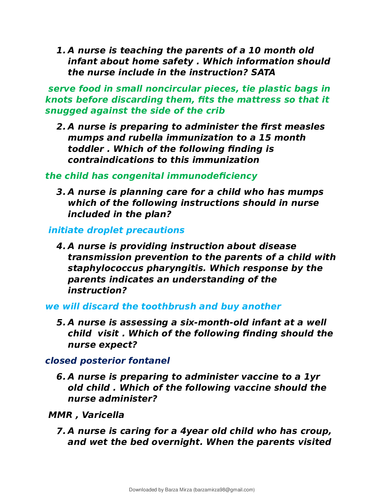 Preview image of EXAM 1 Pediatrics NR 328 document