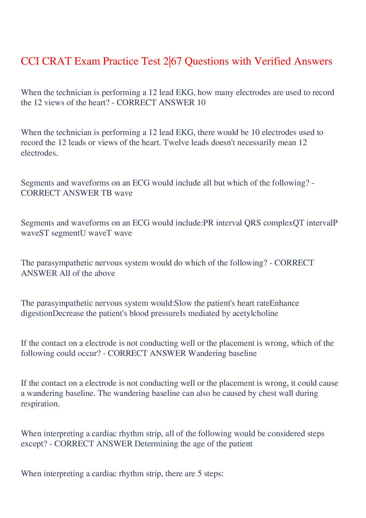 Preview image for CCI CRAT Exam Practice Test 2|67 Questions with Verified Answers,100% CORRECT
