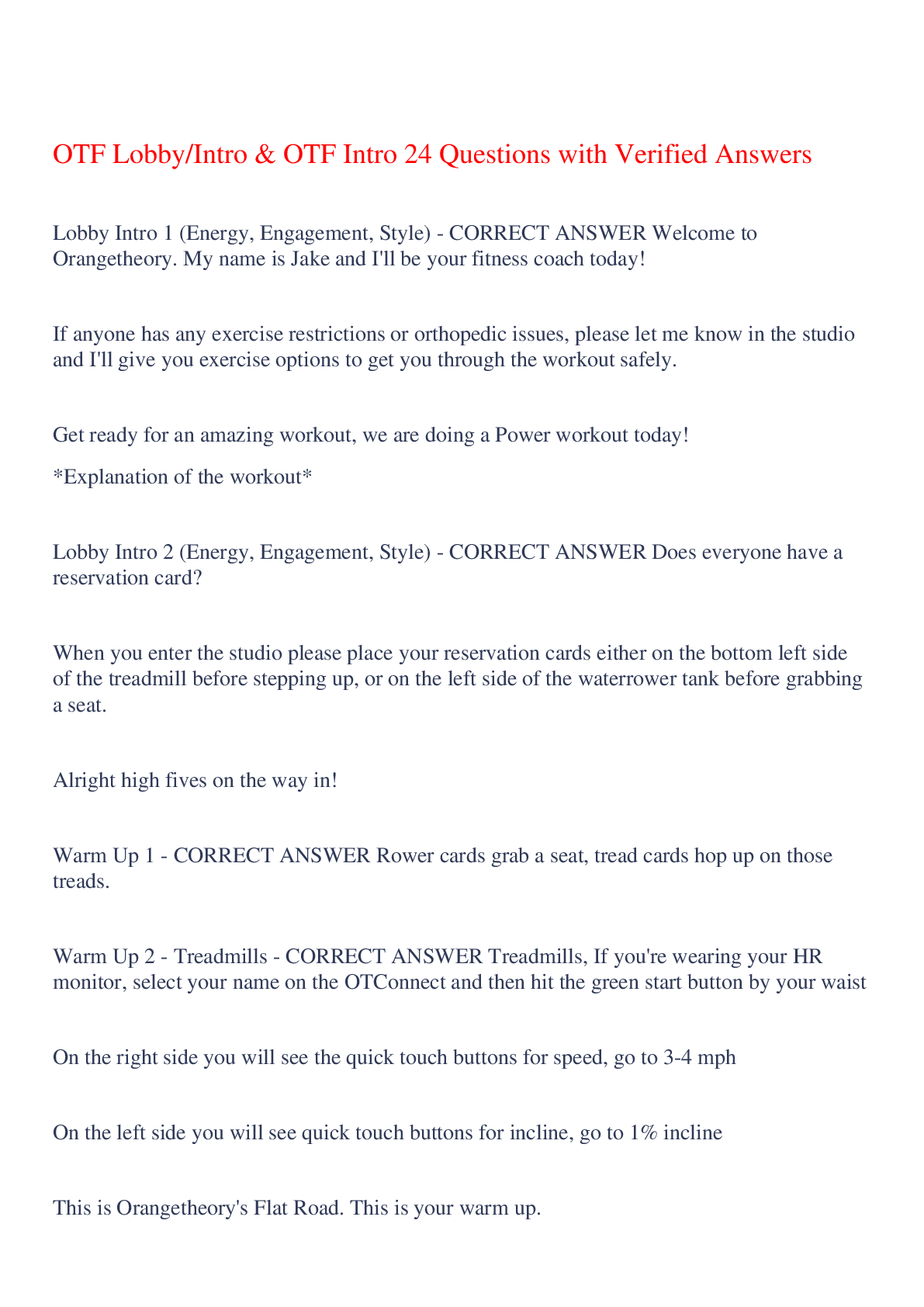 Preview image for OTF Lobby/Intro  & OTF Intro 24 Questions with Verified Answers,100% CORRECT