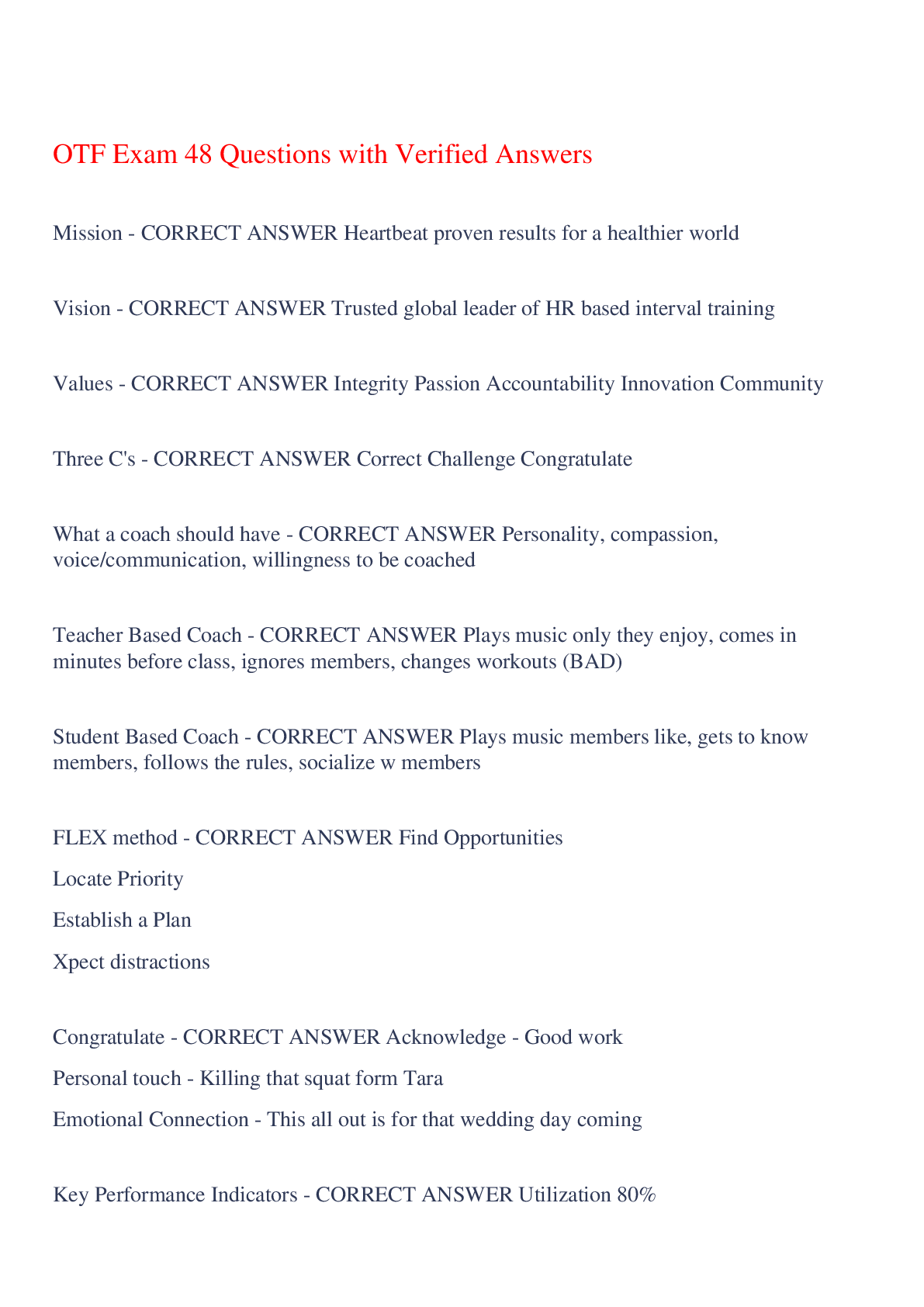 Preview image for OTF Exam 48 Questions with Verified Answers,100% CORRECT