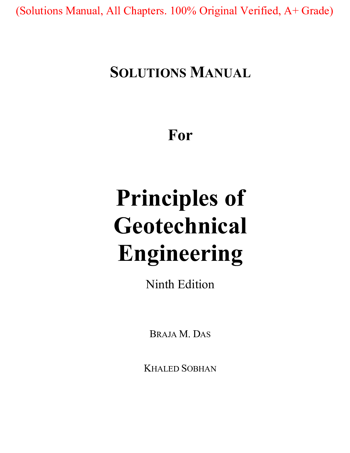 Principles Of Geotechnical Engineering 9th Edition By Braja Das, Khaled ...