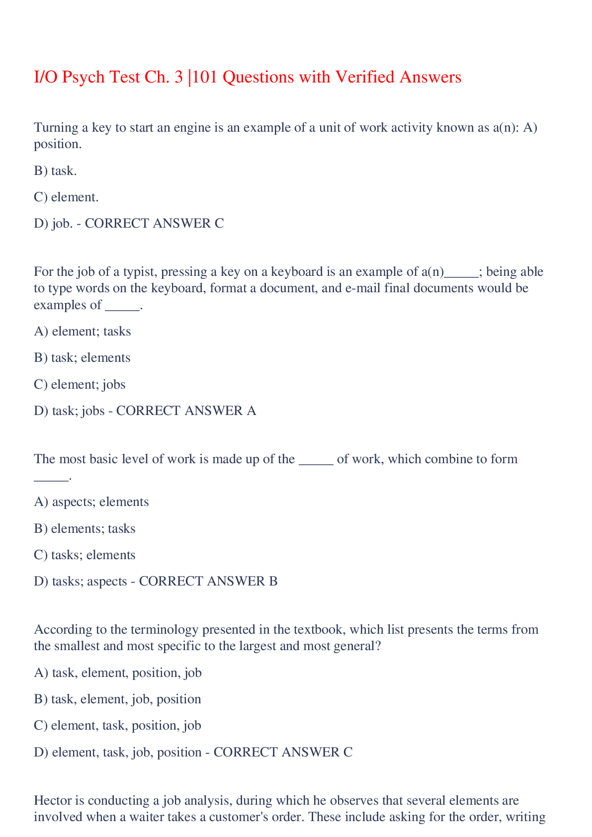 Preview image of I/O Psych Test Ch. 3 |101 Questions with Verified Answers,100% CORRECT document