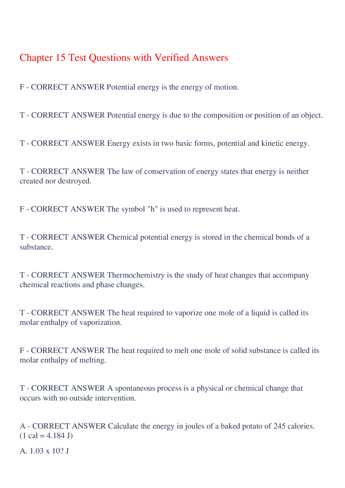 Preview image of Chapter 15 Test Questions with Verified Answers,100% CORRECT document