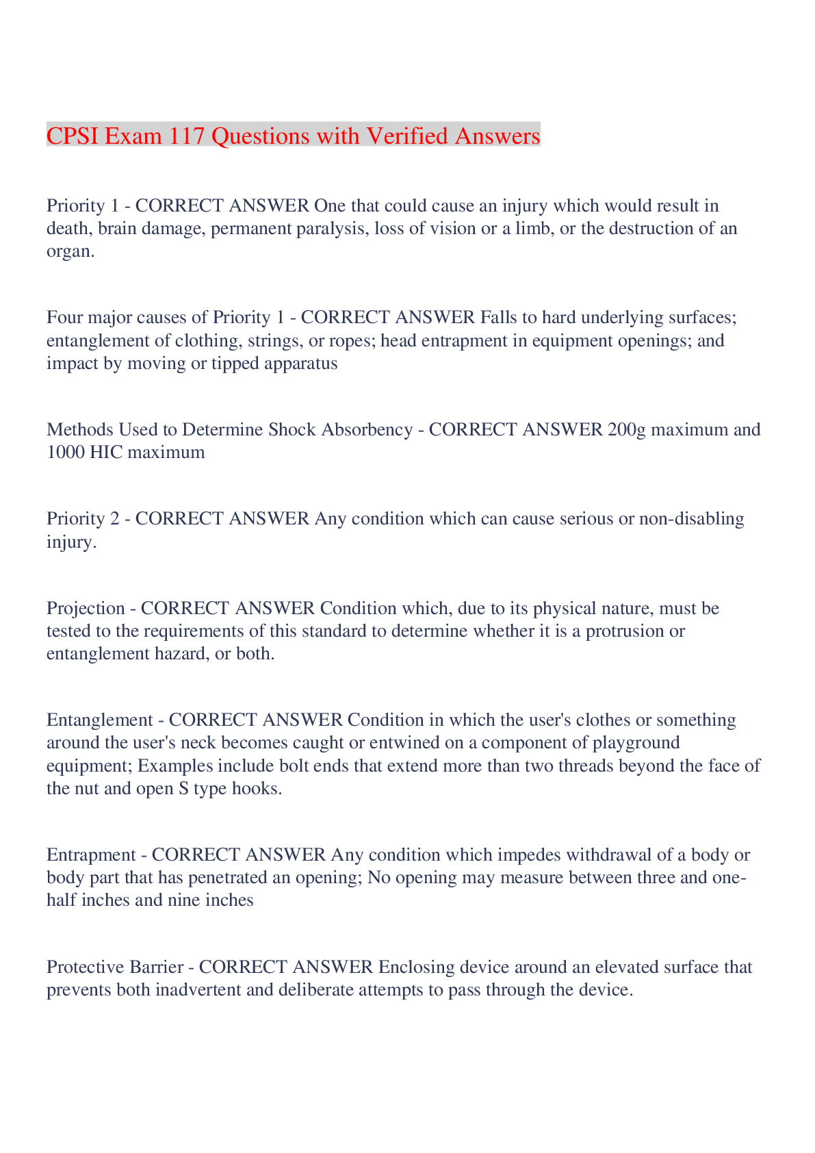 Preview image of CPSI Exam 117 Questions with Verified Answers,100% CORRECT document