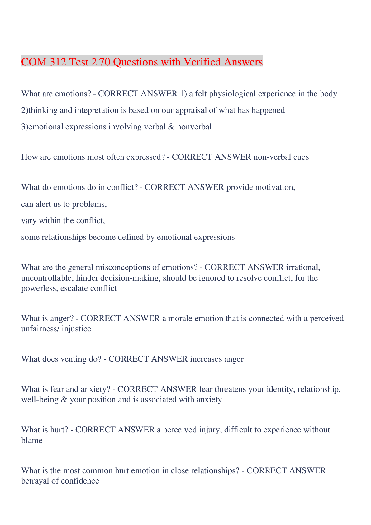 Preview image for COM 312 Test 2|70 Questions with Verified Answers,100% CORRECT