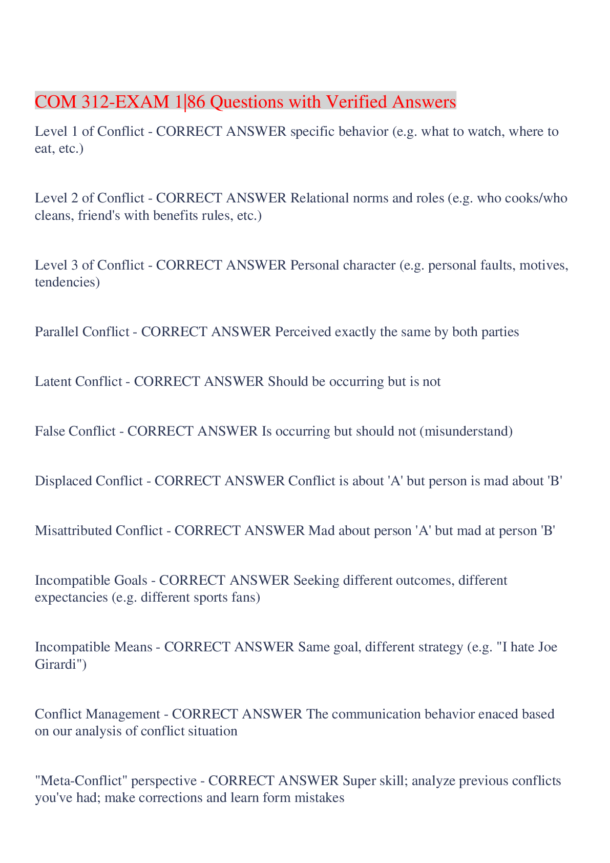 Preview image for COM 312-EXAM 1|86 Questions with Verified Answers,100% CORRECT