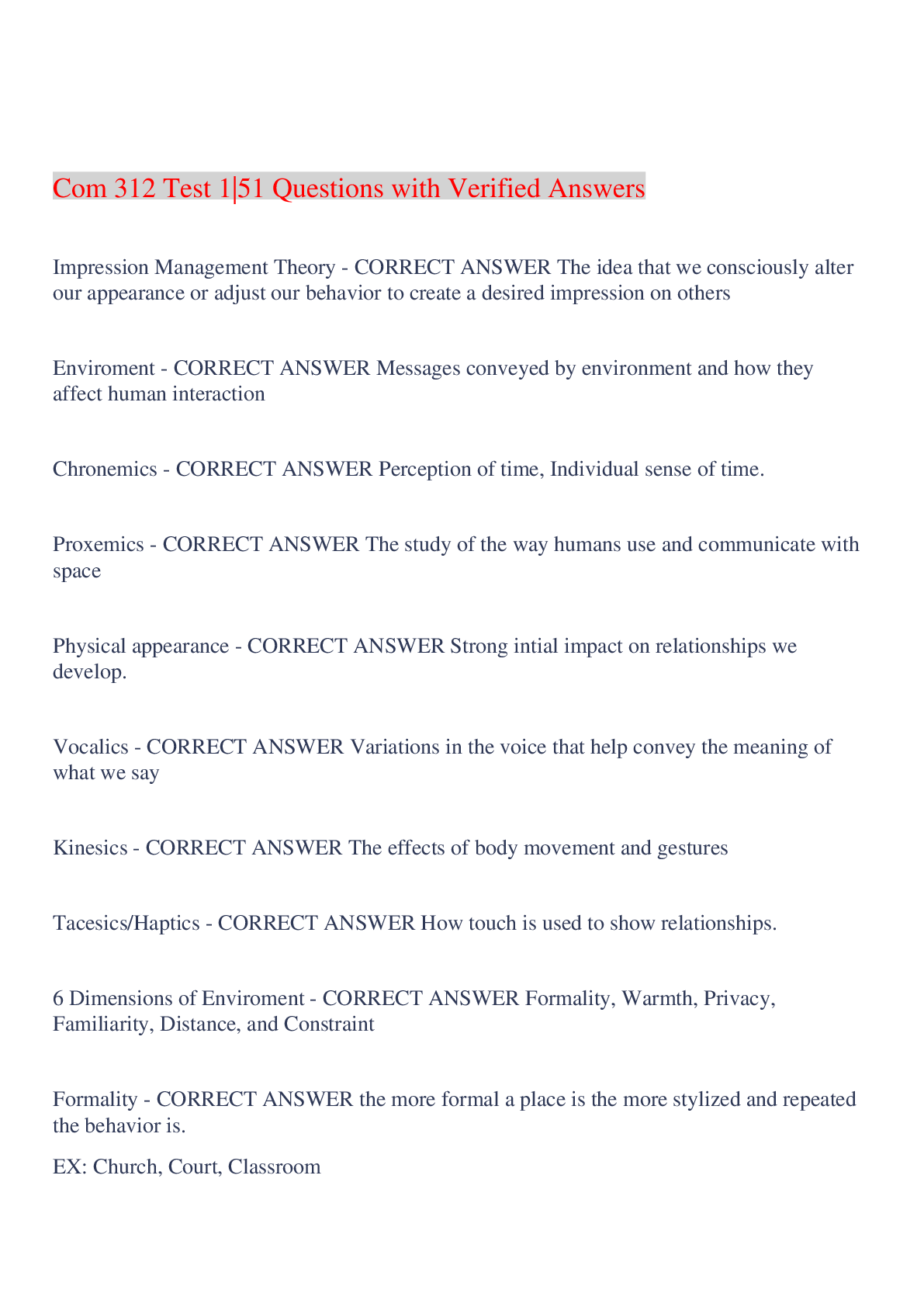 Preview image for Com 312 Test 1|51 Questions with Verified Answers,100% CORRECT