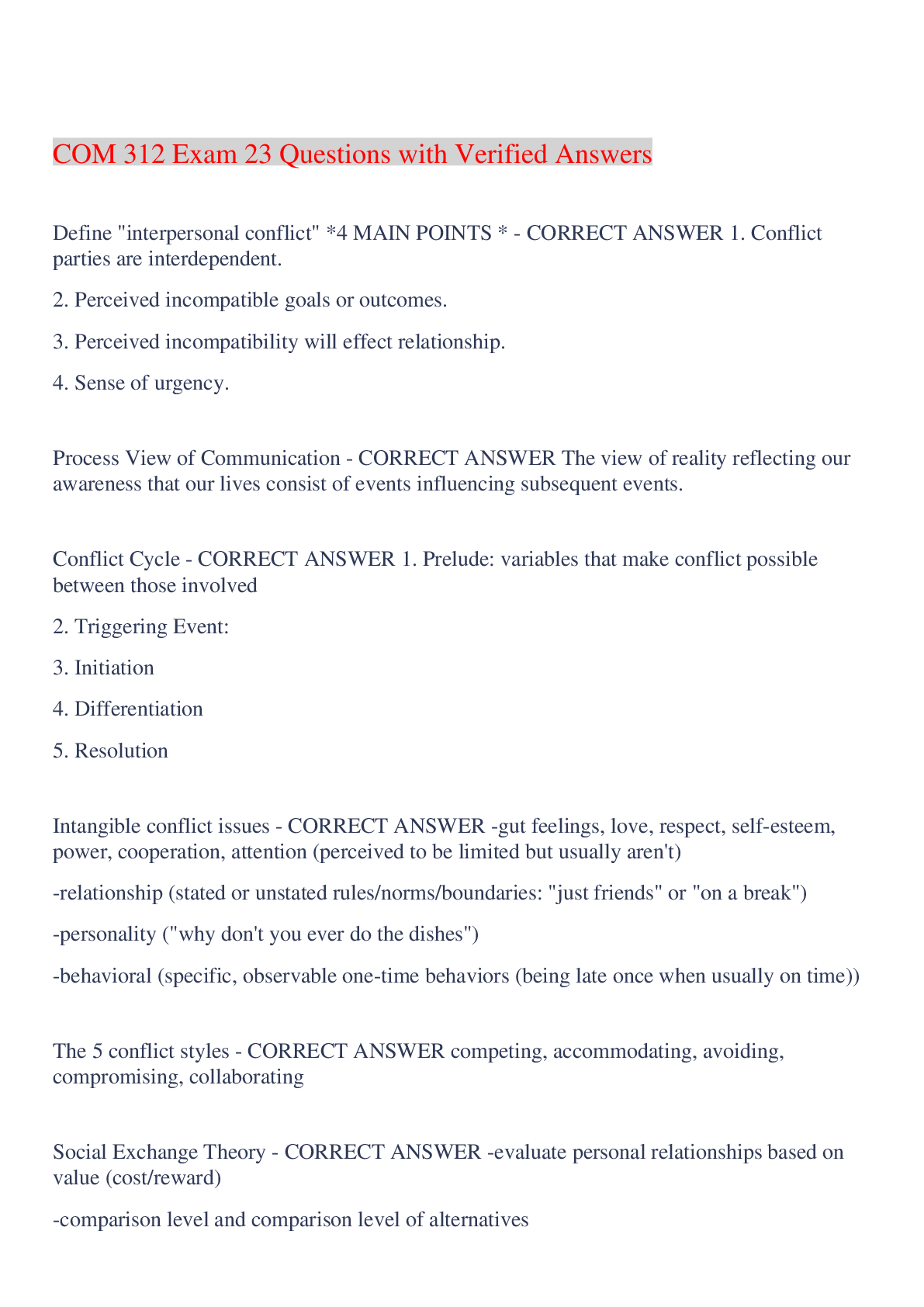 Preview image for COM 312 Exam 23 Questions with Verified Answers,100% CORRECT