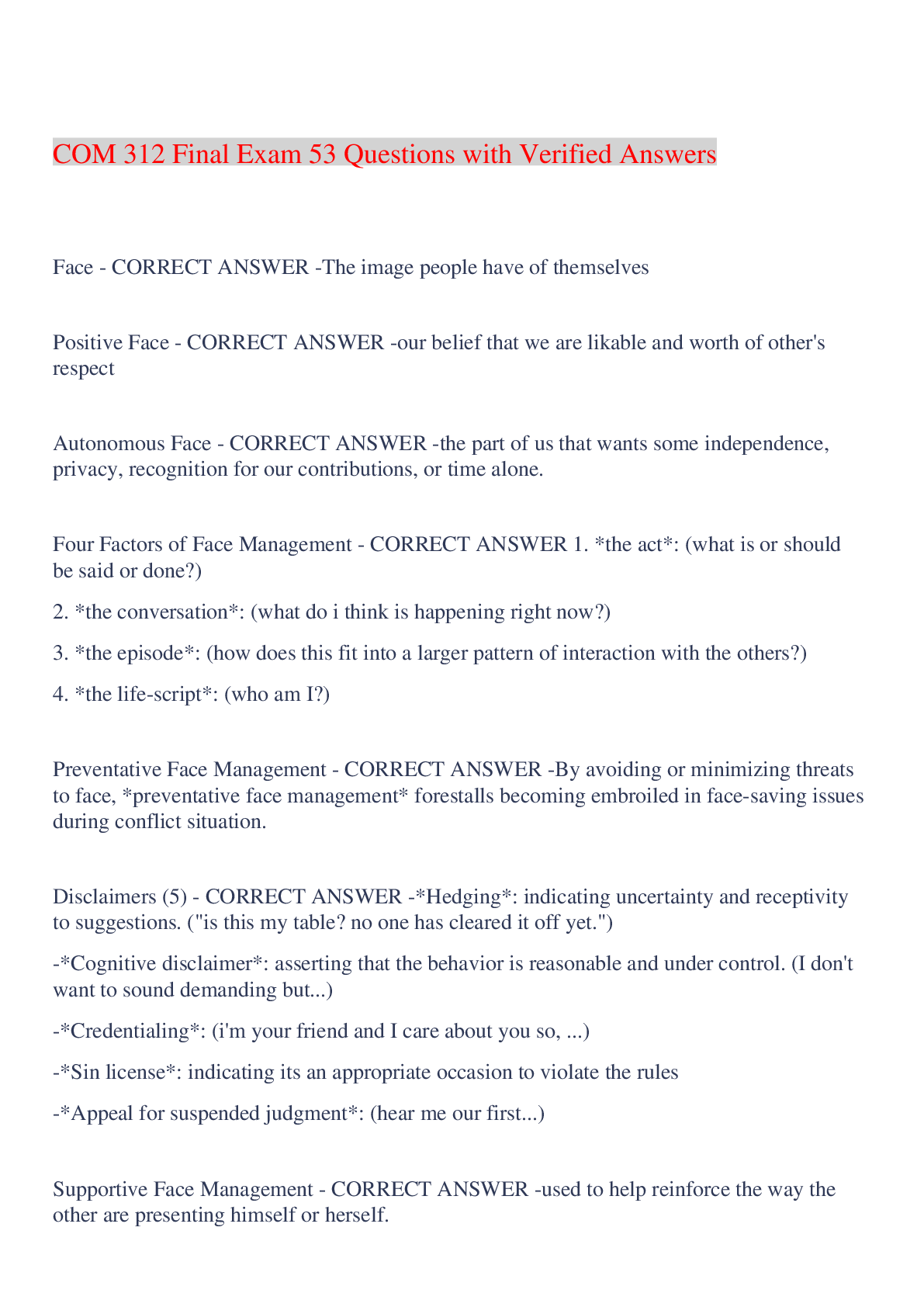 Preview image for COM 312 Final Exam 53 Questions with Verified Answers,100% CORRECT
