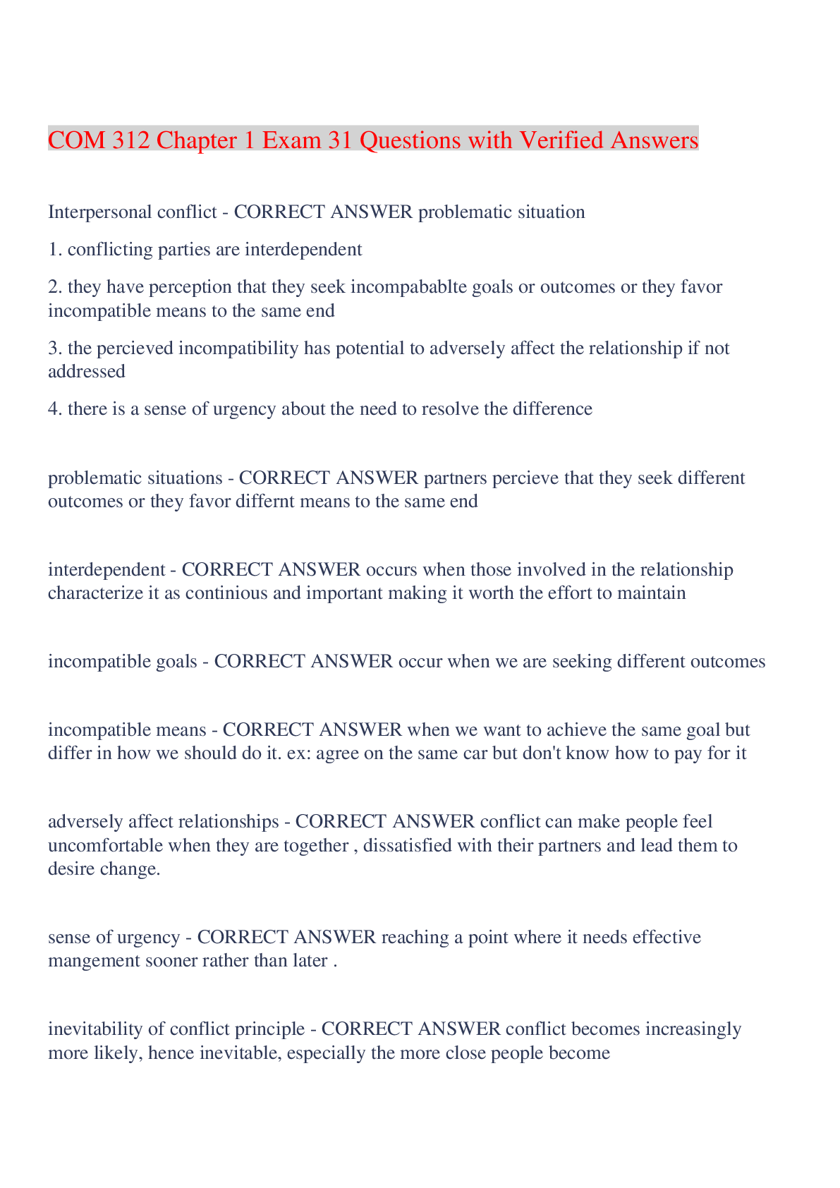 Preview image for COM 312 Chapter 1 Exam 31 Questions with Verified Answers,100% CORRECT