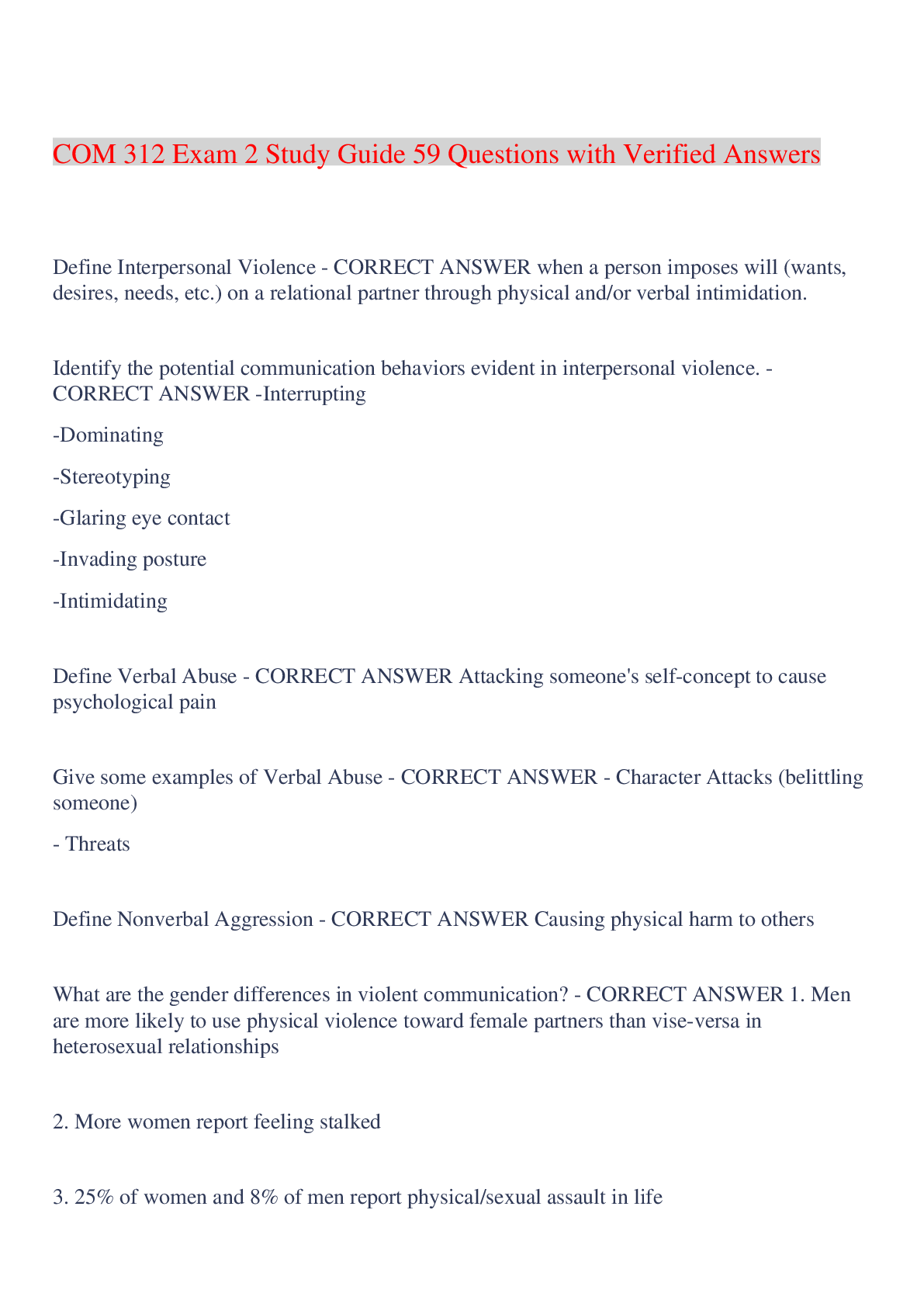 Preview image for COM 312 Exam 2 Study Guide 59 Questions with Verified Answers,100% CORRECT