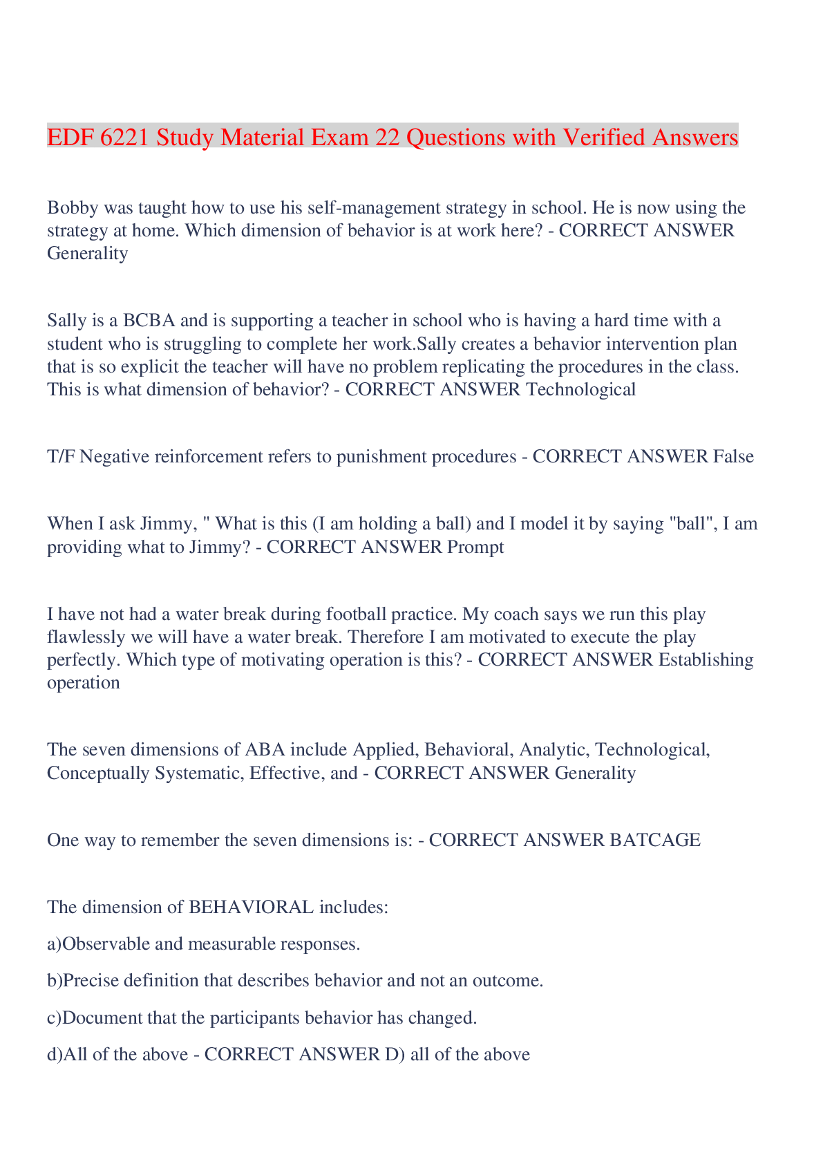 Preview image for EDF 6221 Study Material Exam 22 Questions with Verified Answers,100% CORRECT