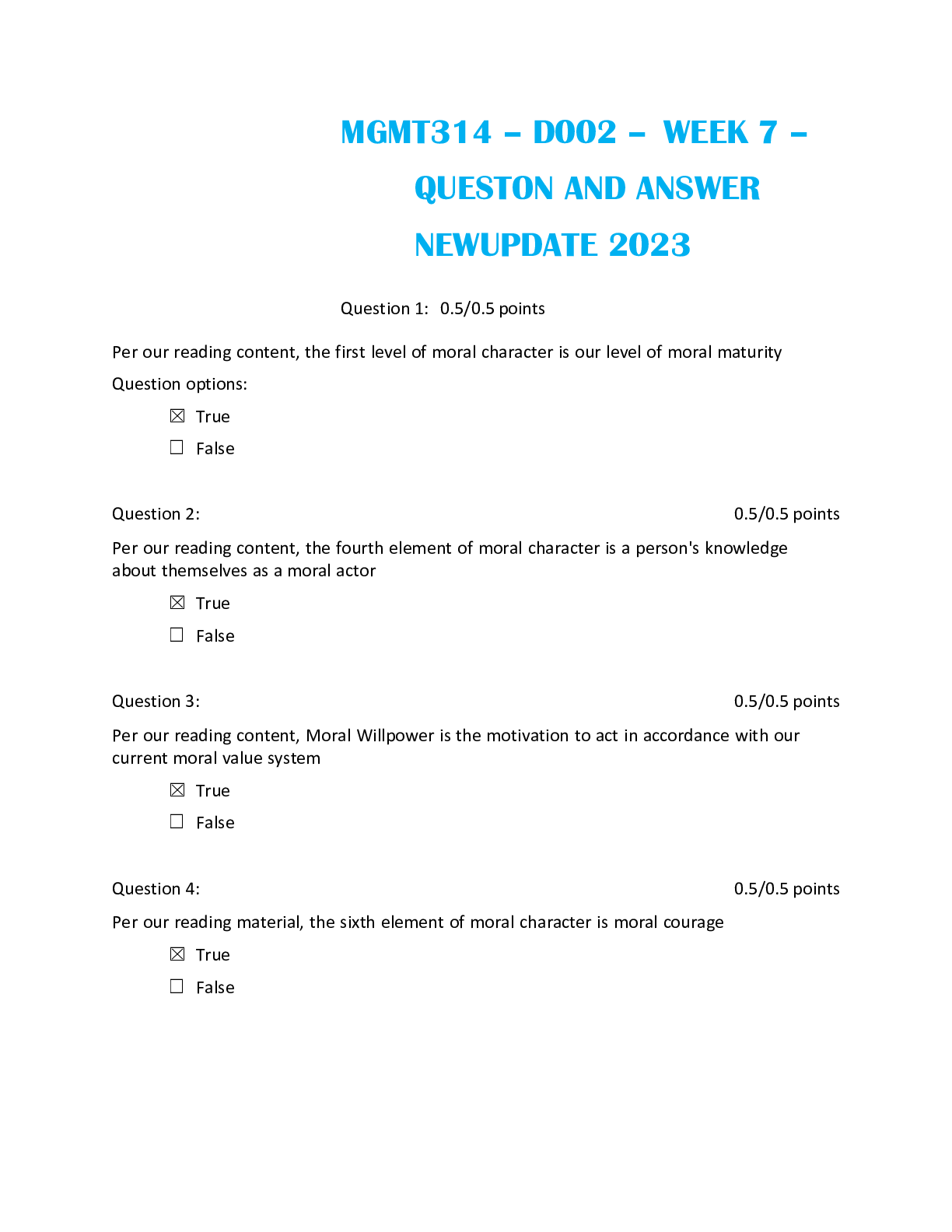 Preview image for MGMT314 – D002 –  WEEK 7 – QUESTON AND ANSWER NEWUPDATE 2023