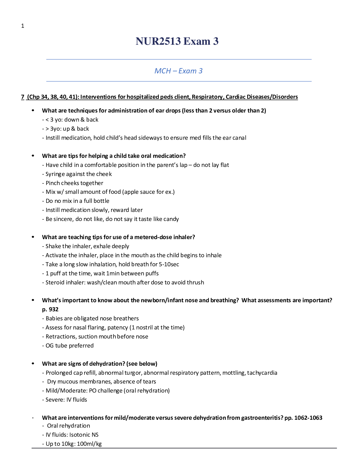 Preview image of NUR2513 Exam 3 document