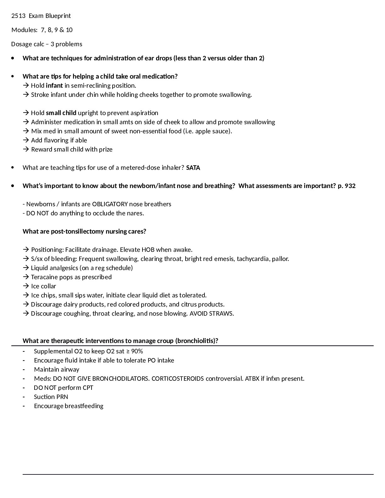 Preview image of NUR2513 Final Exam Study Guide document