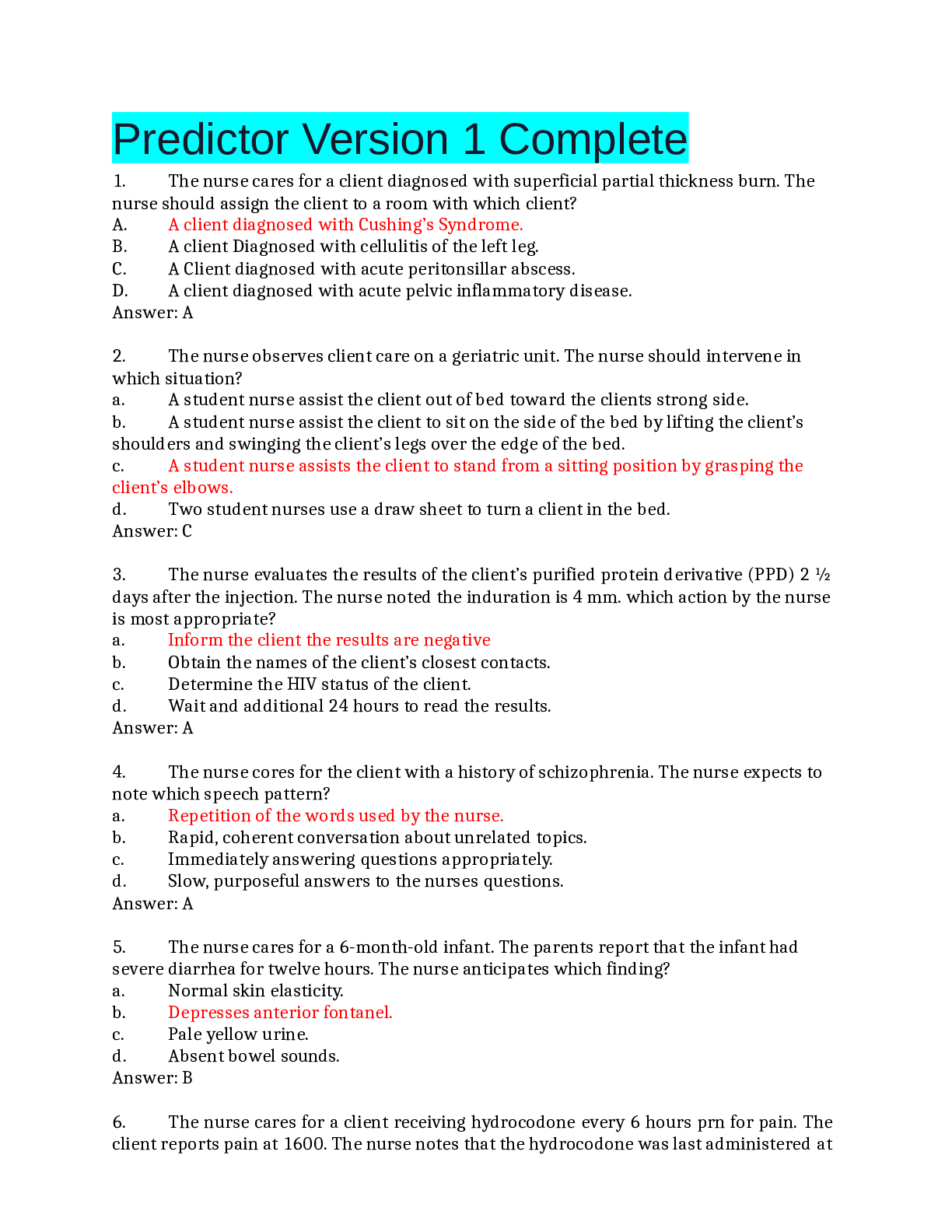 Preview image of NUR 339 RasmussenPredictor Version 1 Complete document