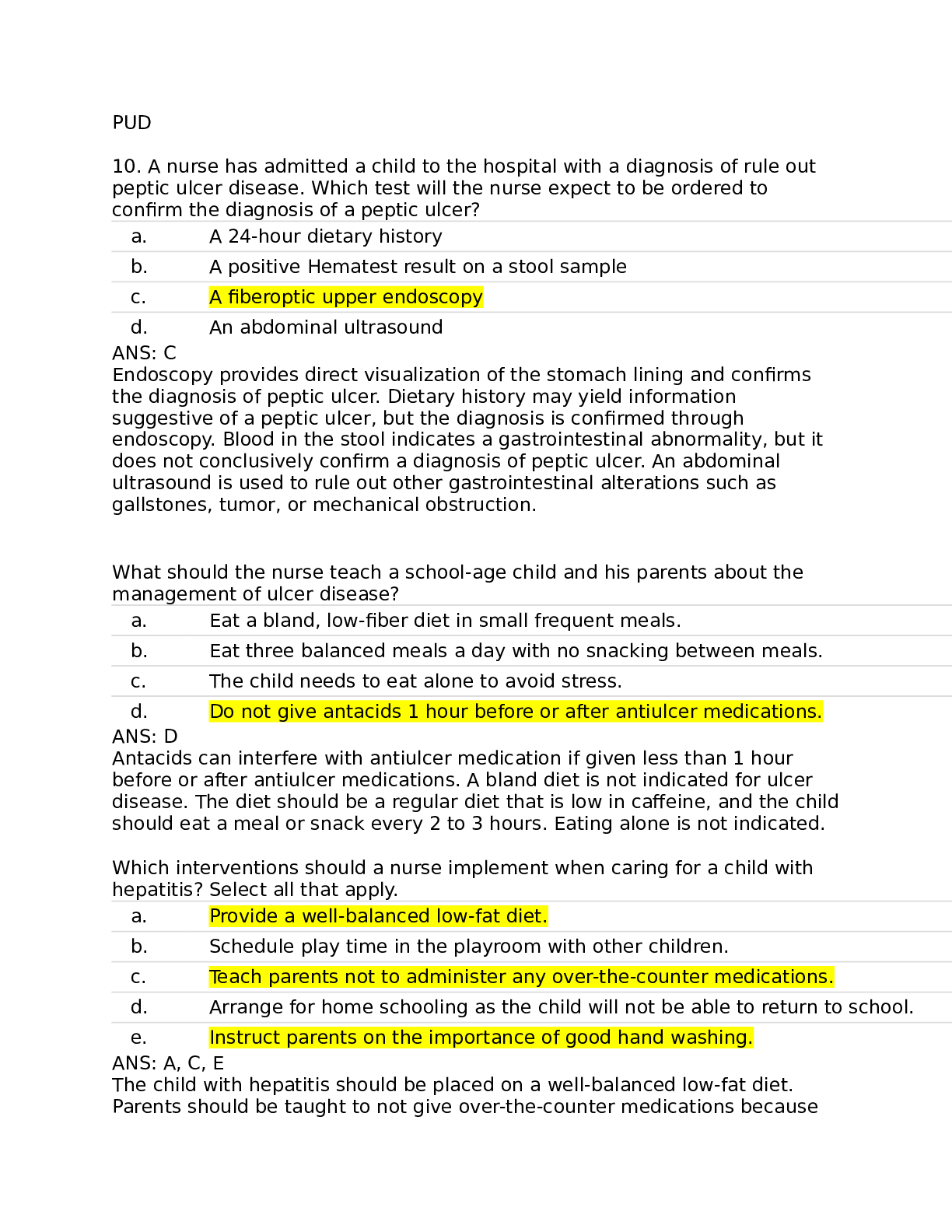 Preview image for hcal exam 3 toddler reviewer with correct answers