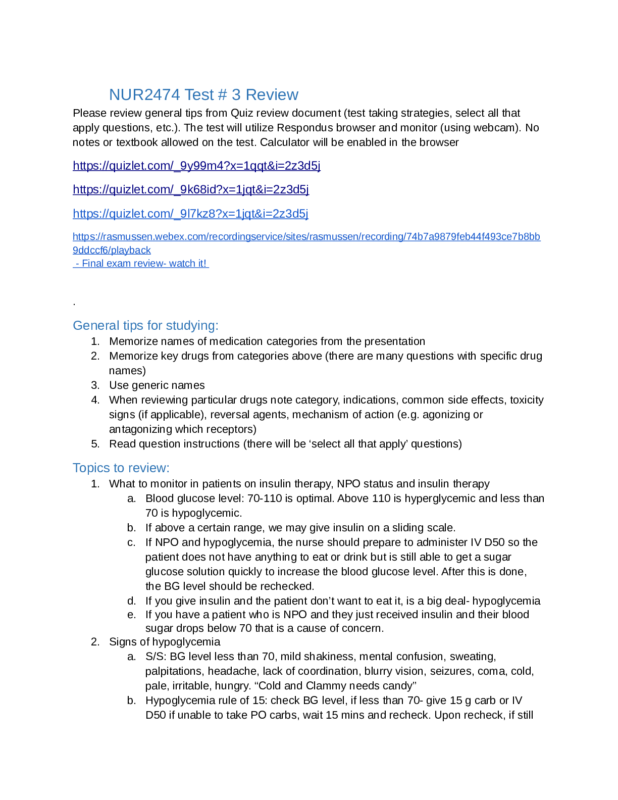 Preview image for NUR 2474 Final Exam 3 Review Questions and Answers 2023-2024 Rated 100% Correct.