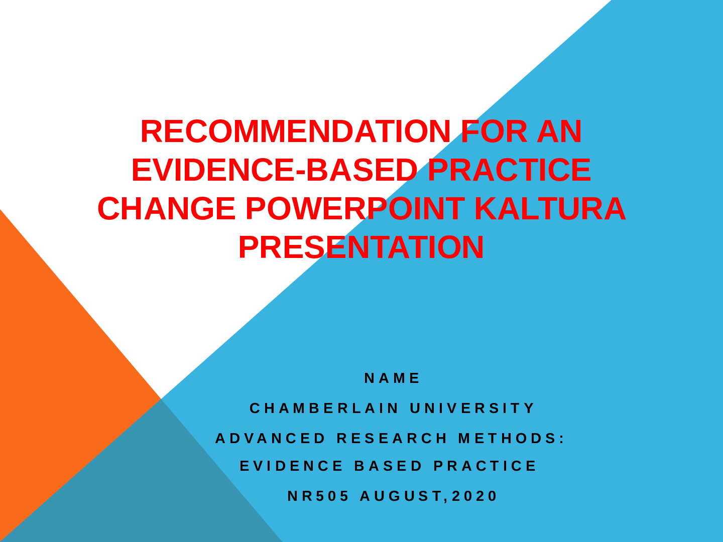 Preview image for NR505NP WEEK 7 RECOMMENDATIONS OF AN EVIDENCE BASED PRACTICE CHANGE POWER POINT KALTURA PRESENTATION (ANSWERED) LATEST UPDATE.