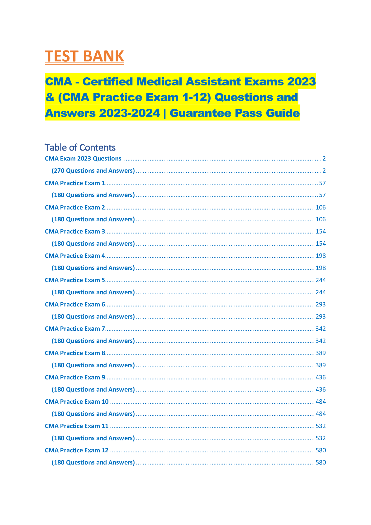 CMA - Certified Medical Assistant Exams 2023 & (CMA Practice Exam 1-12) Questions and Answers 2023-2024 | Guarantee Pass Guide