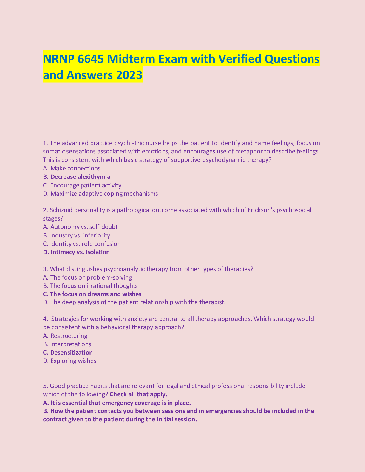 Preview image for NRNP 6645 Midterm Exam with Verified Questions  and Answers 2023