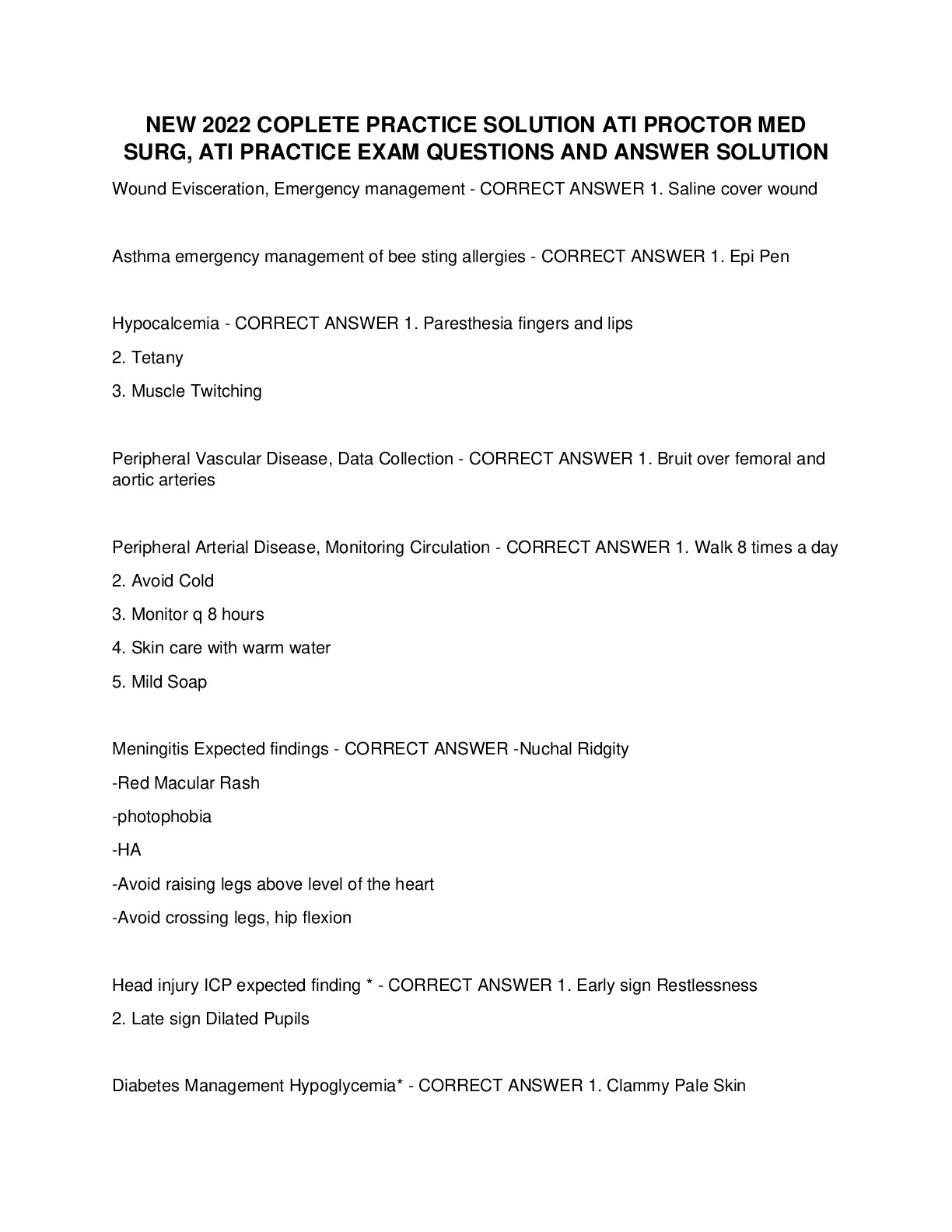 Preview image of NEW 2022 COMPLETE PRACTICE SOLUTION ATI PROCTOR MED document