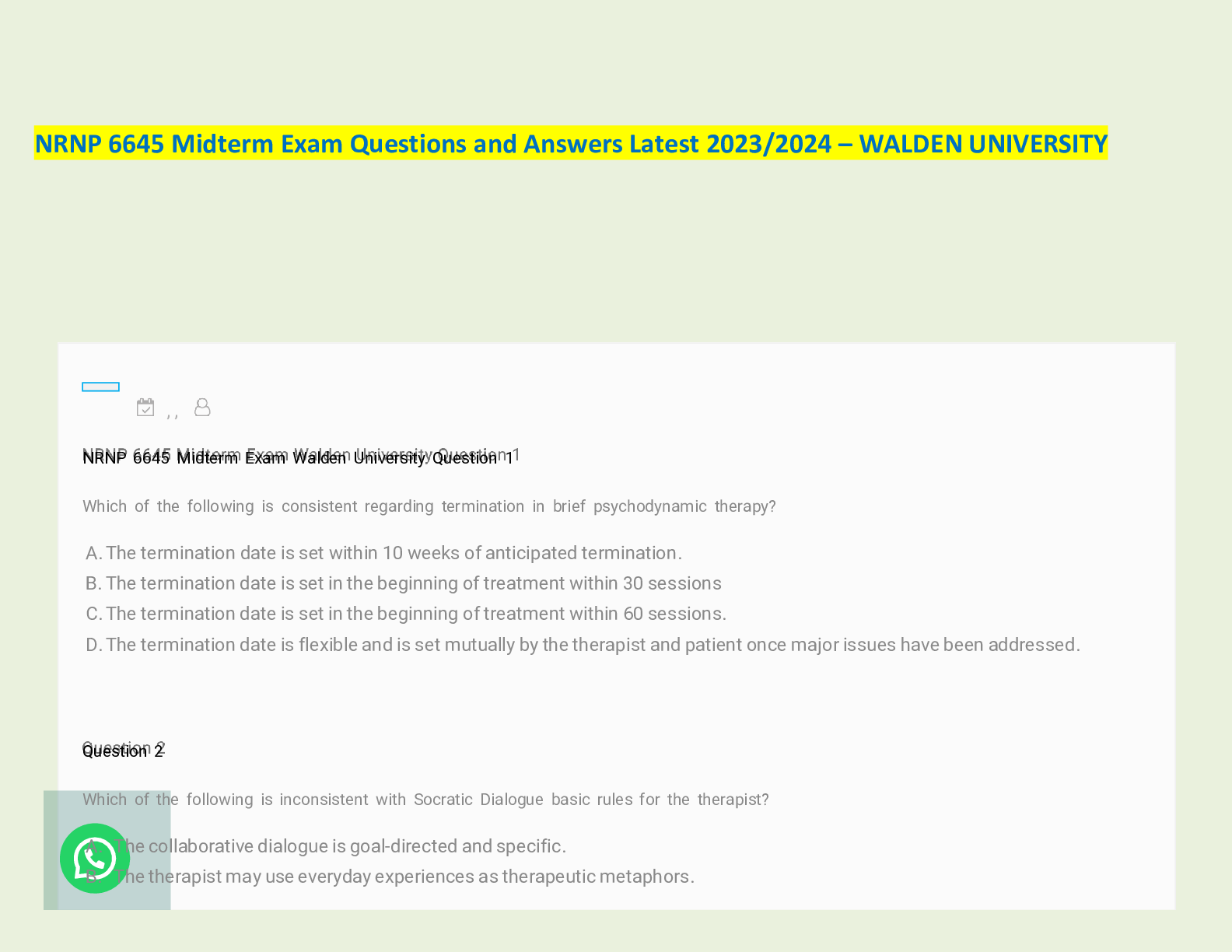 Preview image for NRNP 6645 Midterm Exam Questions and Answers Latest 2023/2024 – WALDEN UNIVERSITY