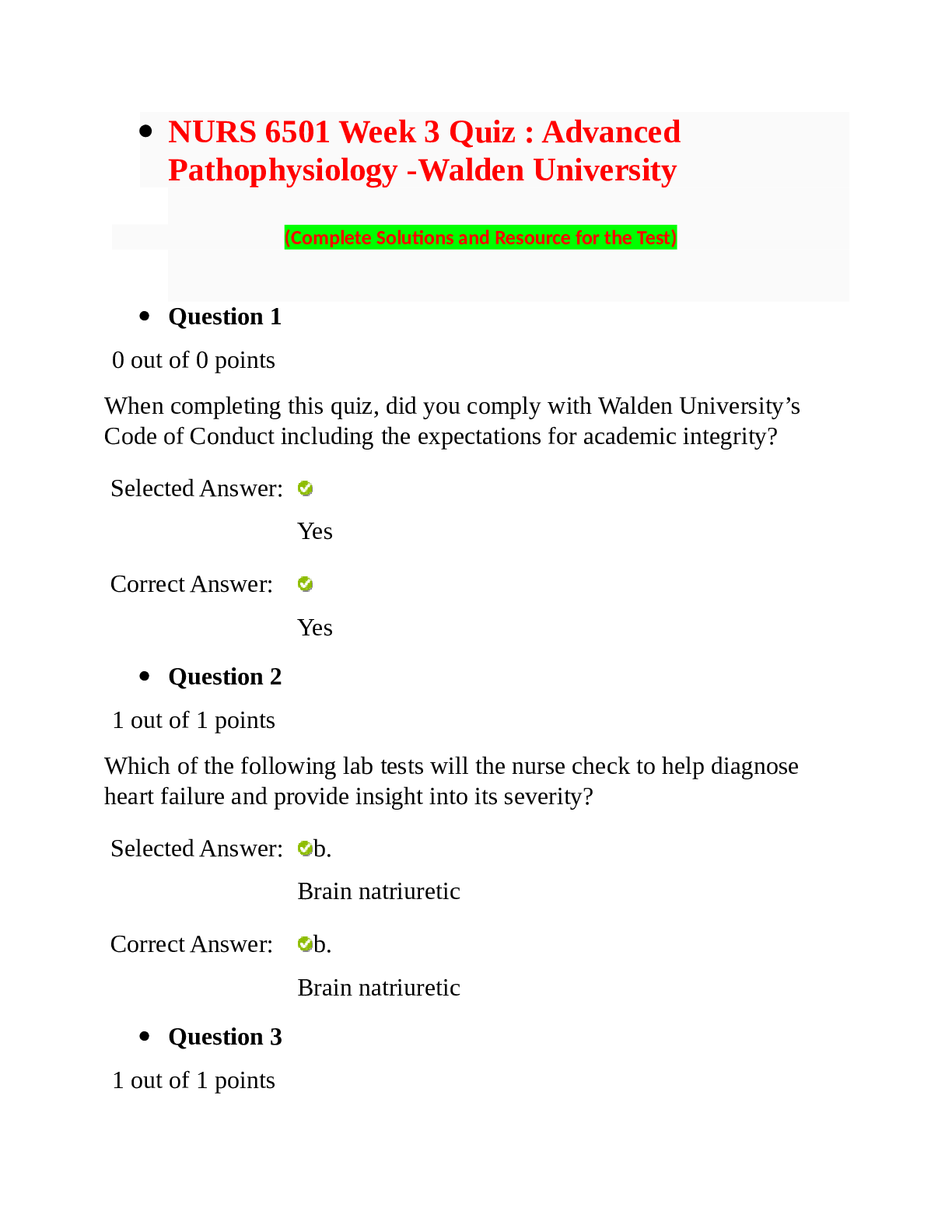 Preview image of NURS 6501 Week 5 Quiz Advanced Pathophysiology document