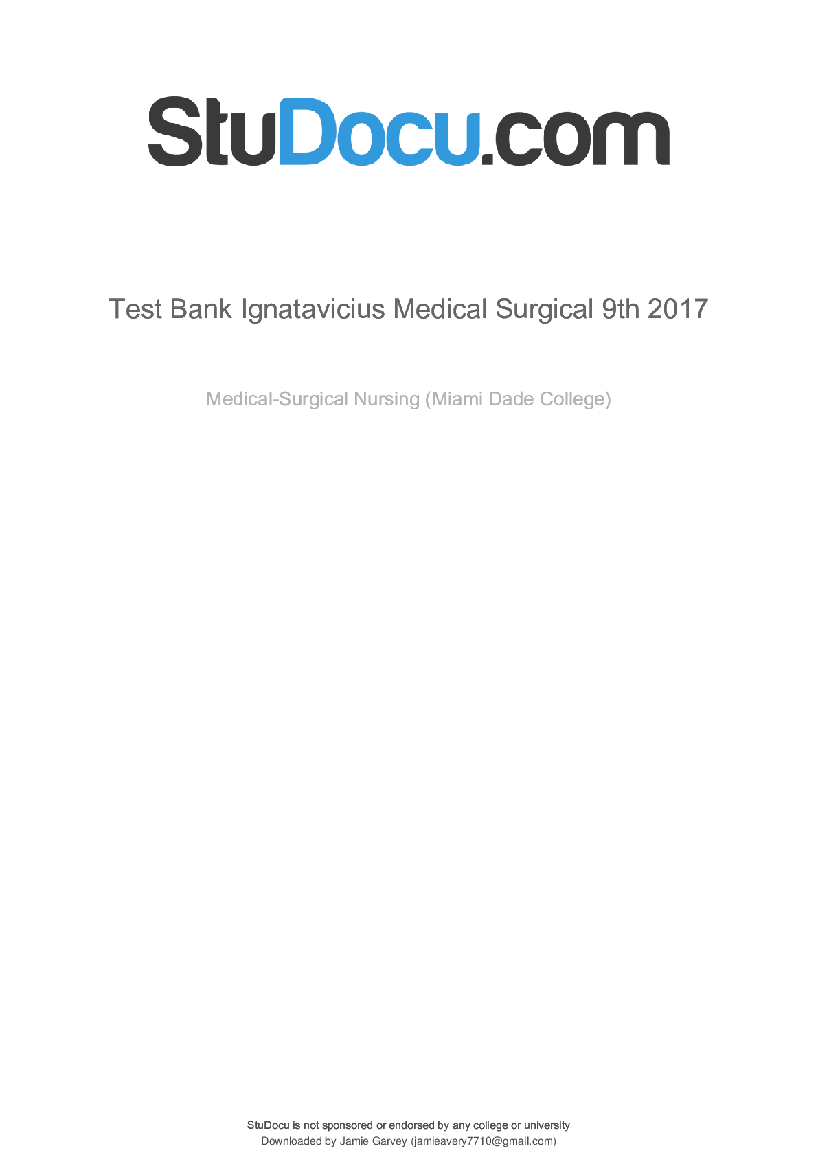 Preview image for Test Bank (9th) Ignatavicius Medical Surgical - Medical-Surgical Nursing (2017-2024)