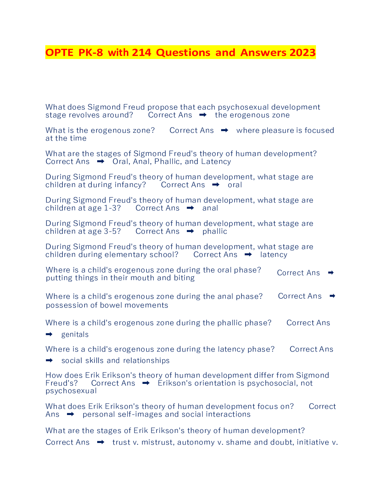 Preview image for OPTE PK-8 with 214 Questions and Answers 2023
