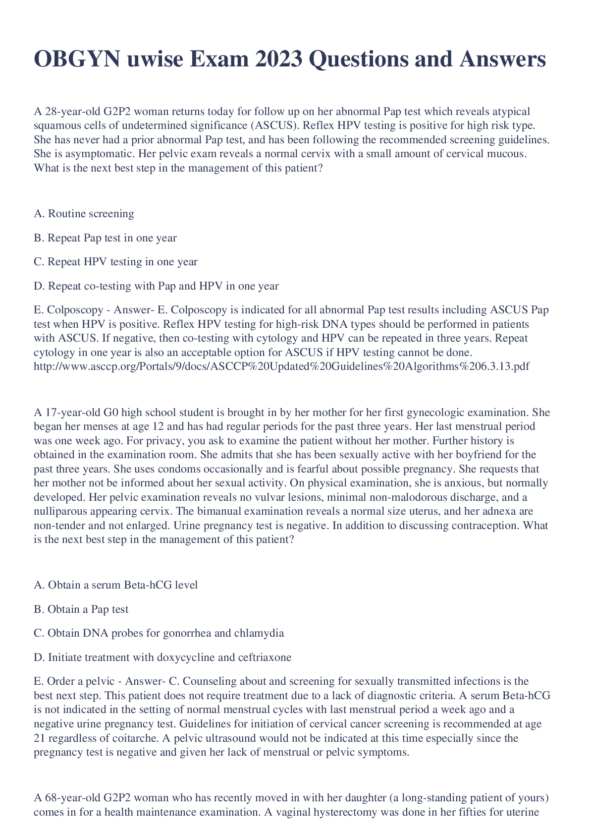 Preview image for uWise OBGYN Questions And Answers Latest 2023