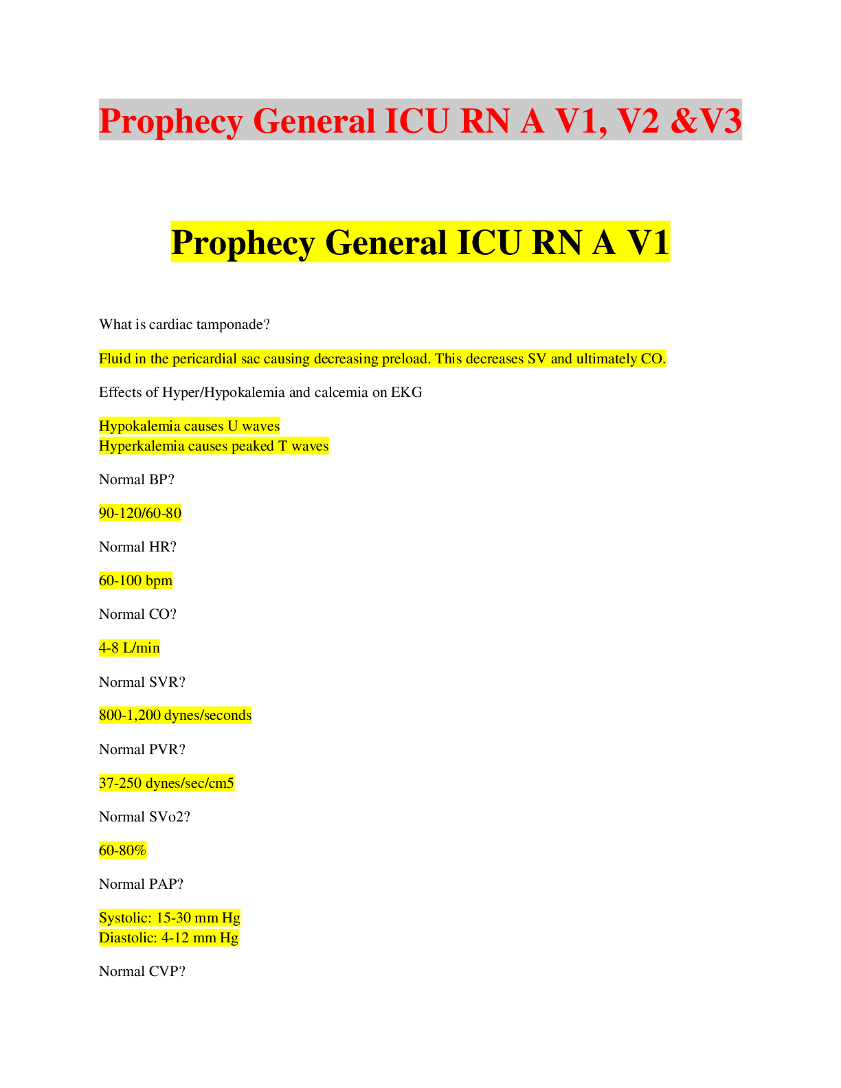 Preview image for Prophecy general ICU A V1,V2 &V3 Questions & Answers; 2023