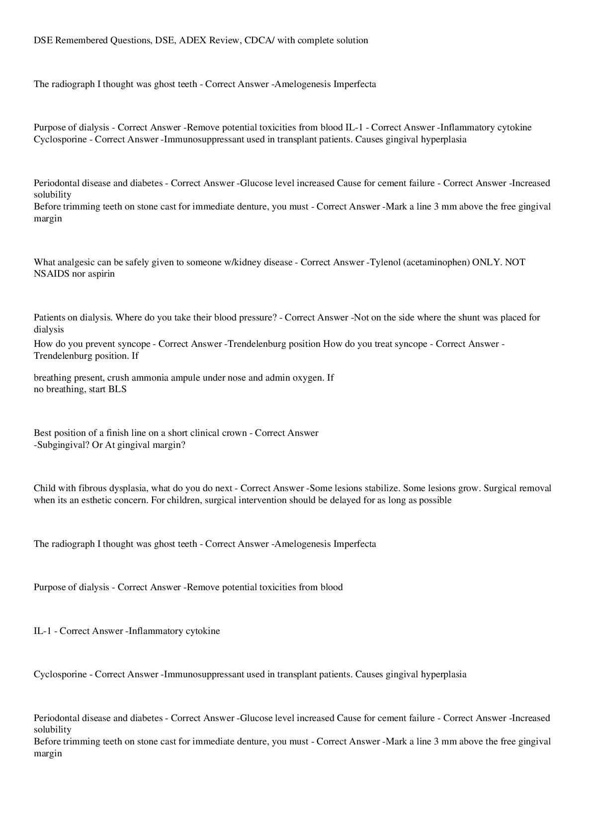 Preview image of DSE CDCA Final Study Guide Questions And Answers With Complete Solution document