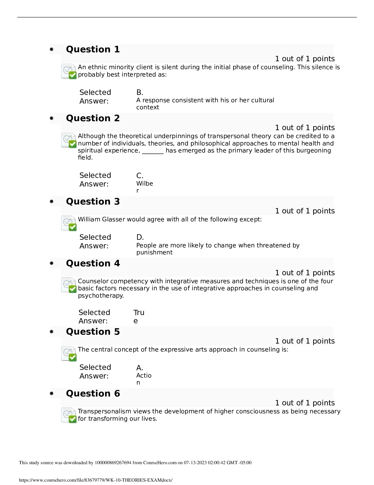 Preview image of COUN 6302 FINAL EXAM THEORIES COMPLETED document