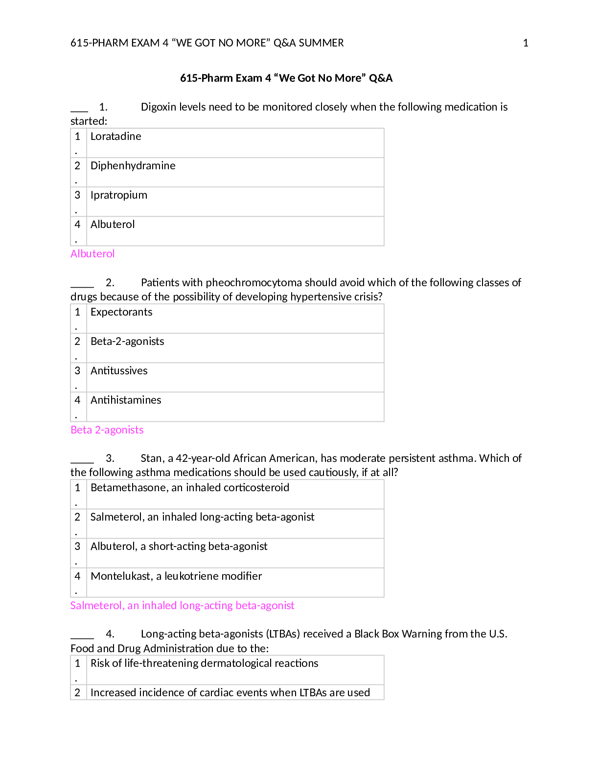 Preview image of NURS 615-PHARM EXAM 4 “WE GOT NO MORE” Q&A SUMMER document