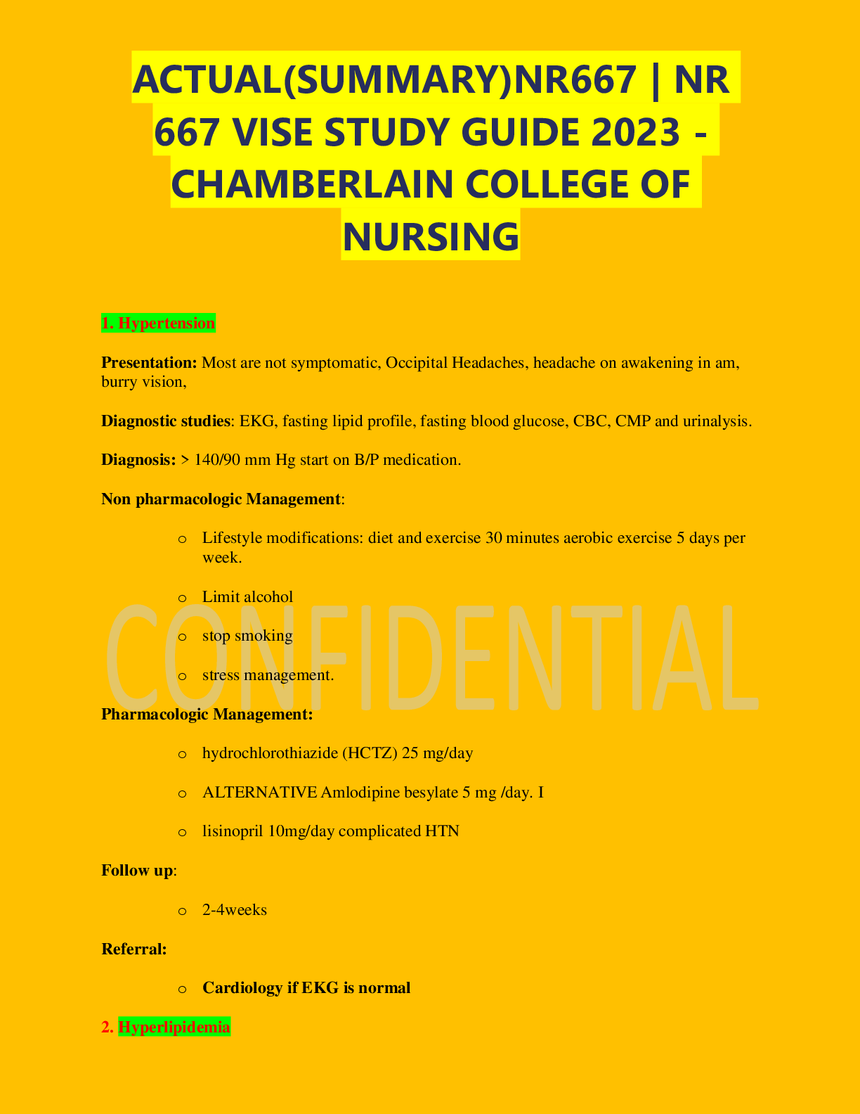 Preview of ACTUAL(SUMMARY)NR667 | NR 667 VISE STUDY GUIDE 2023 - CHAMBERLAIN COLLEGE OF NURSING