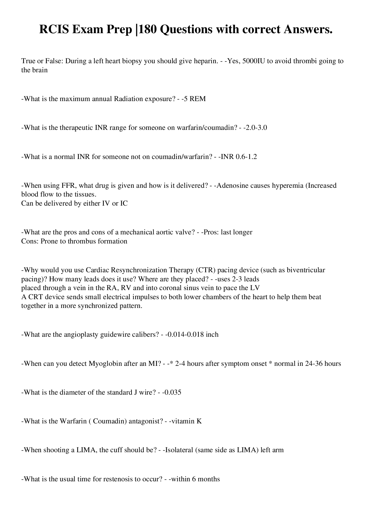 Preview image for RCIS Exam Prep |180 Questions with correct Answers.