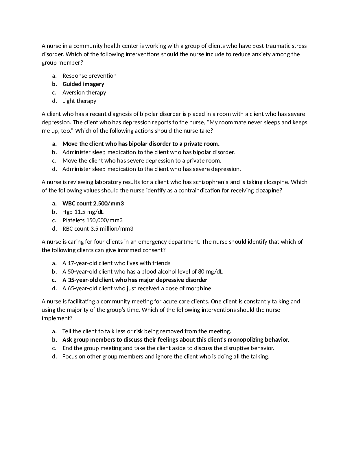 Preview image of ATI Mental Health 2019 B document