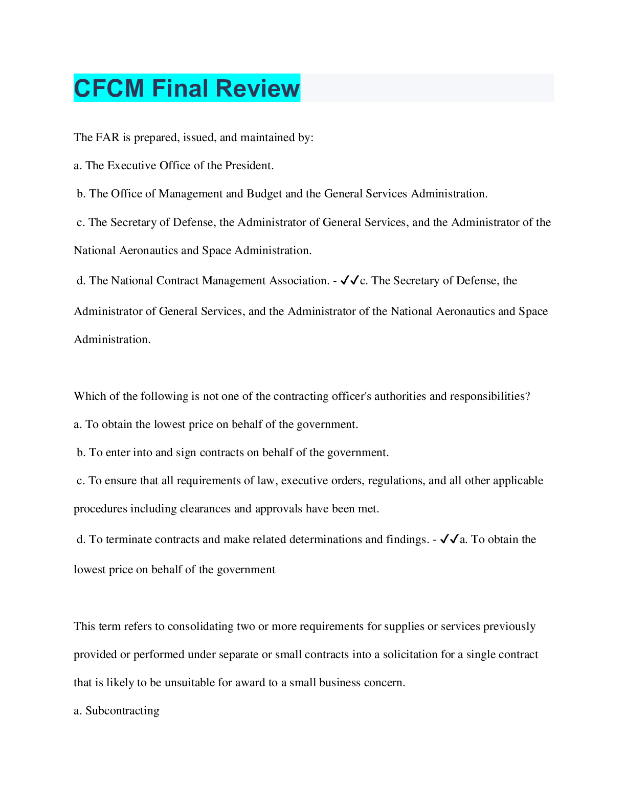 Preview image of CFCM Final Review document