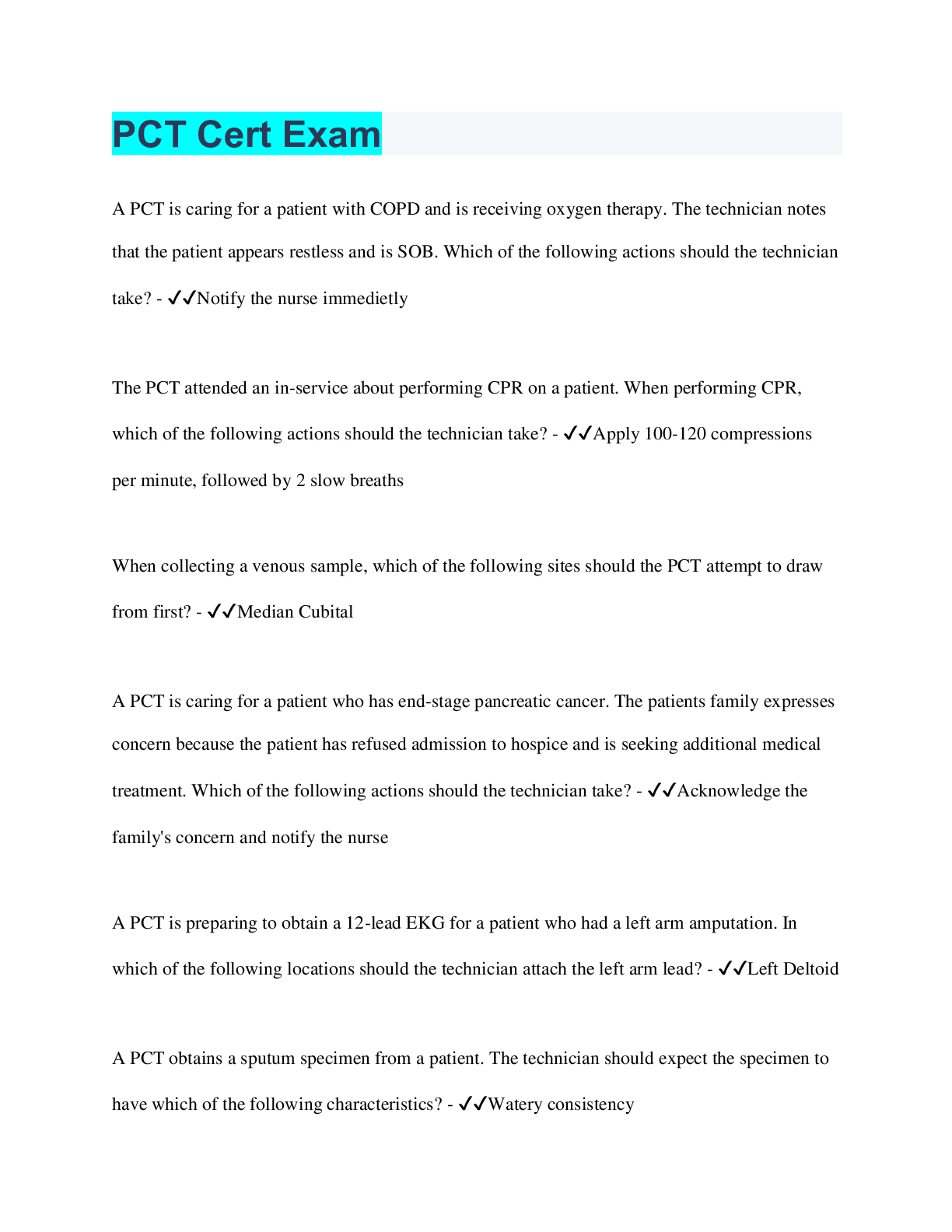 Preview image of PCT Cert Exam document