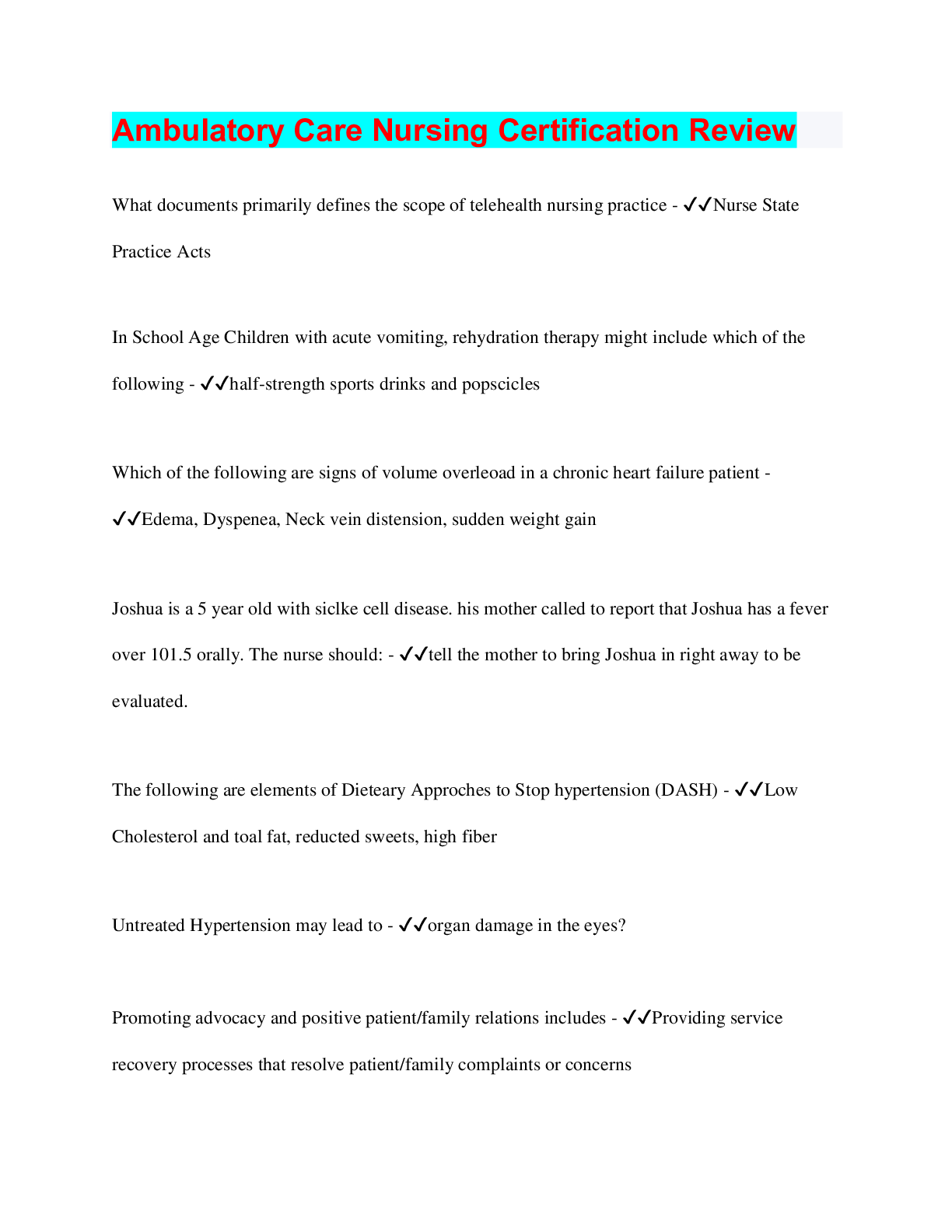 Preview image of Ambulatory Care Nursing Certification Review document