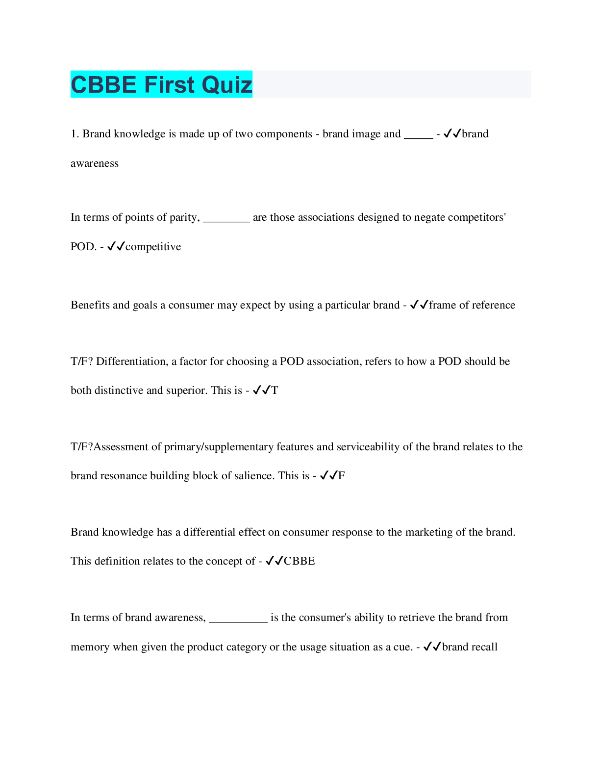 Preview image of CBBE First Quiz document