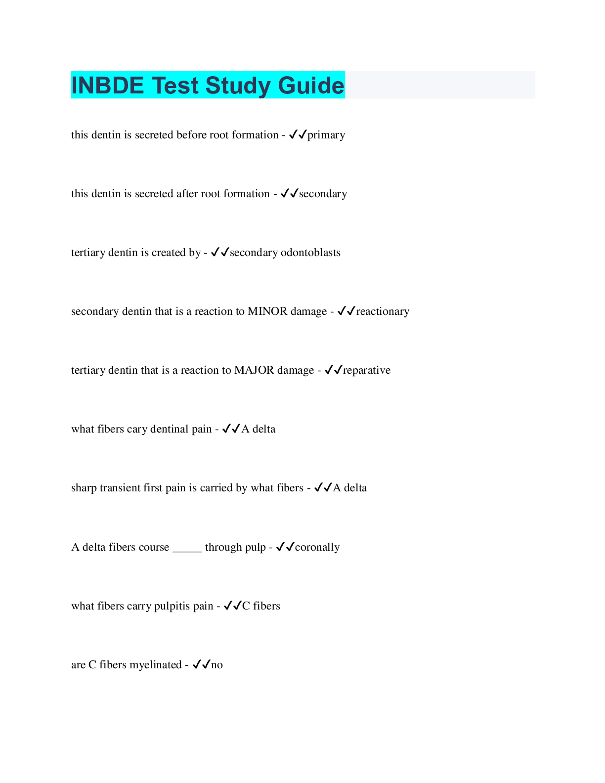 Preview image of INBDE Test Study Guide document