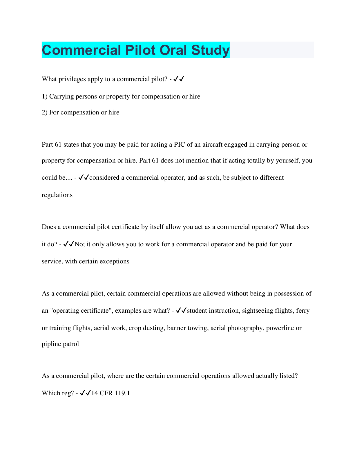 Preview image of Commercial Pilot Oral Study document