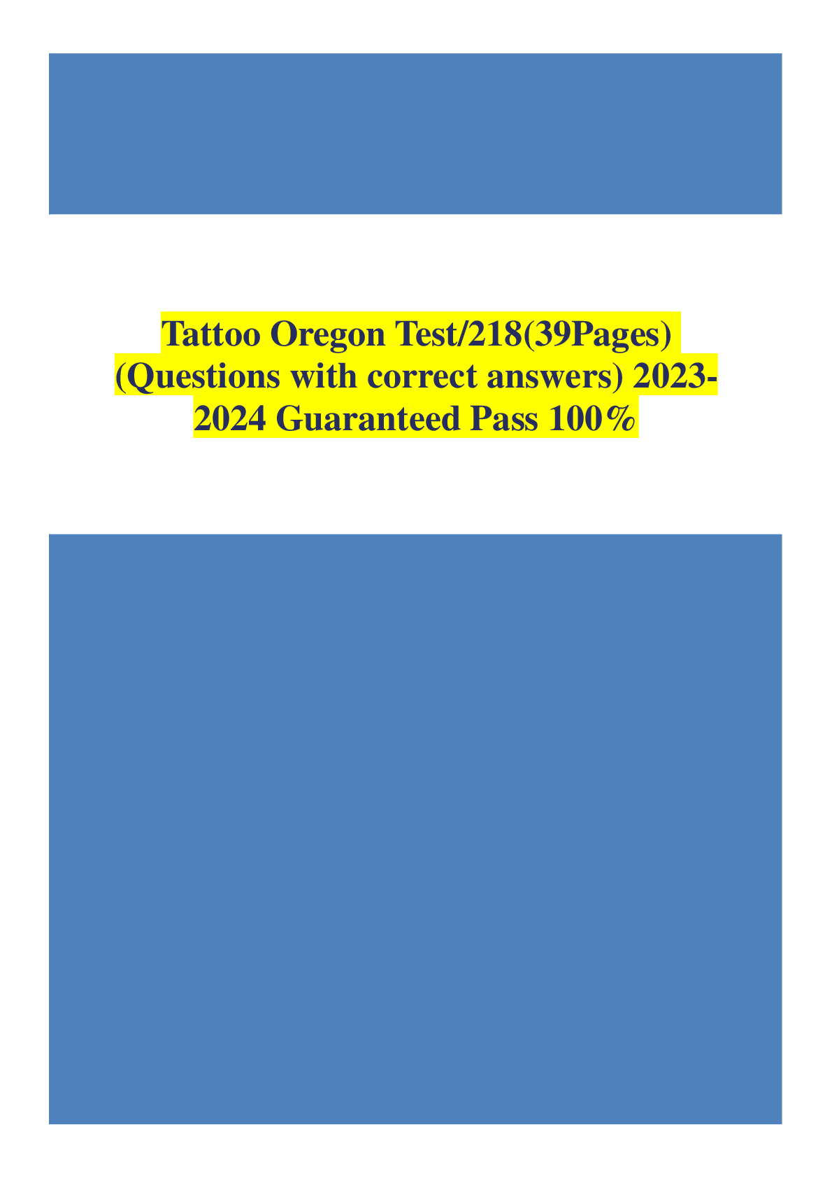 Preview image for Tattoo Oregon Test (Questions with correct answers)