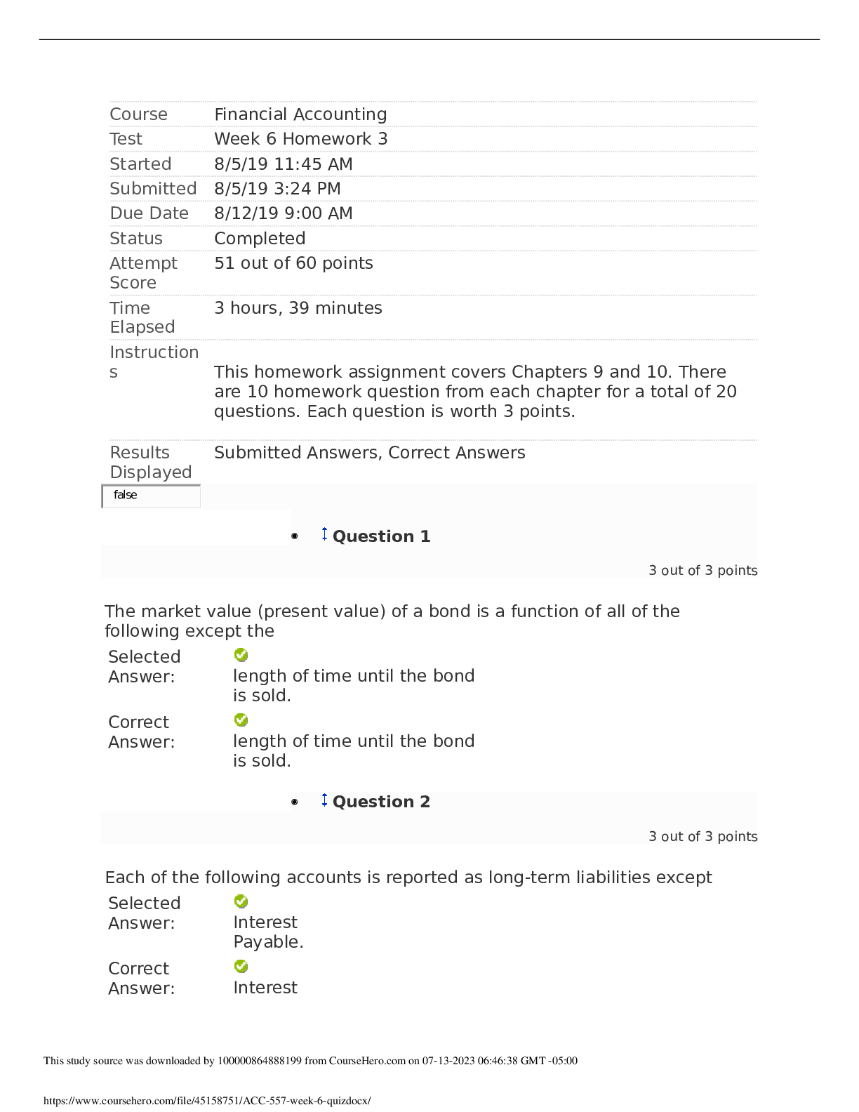 Preview image of ACC 557 week 6 quiz Homework 3 document